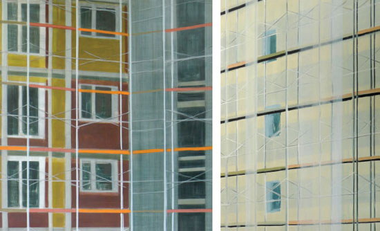 Ohne Titel, Mischtechnik auf Leinwand, 125 x 115 und 125 x 85 cm, 2001