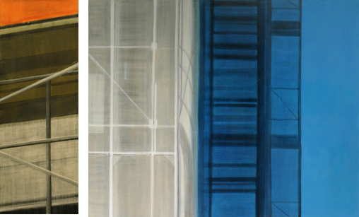 Ohne Titel, Mischtechnik auf Leinwand, 80 x 30 und 85 x 105 cm , 2002110 x 90 und 90 x 100 cm, 2000