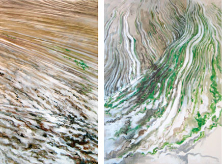 Ohne Titel, Öl auf Leinwand, 120 x 75 und 115 x 85 cm, 2005